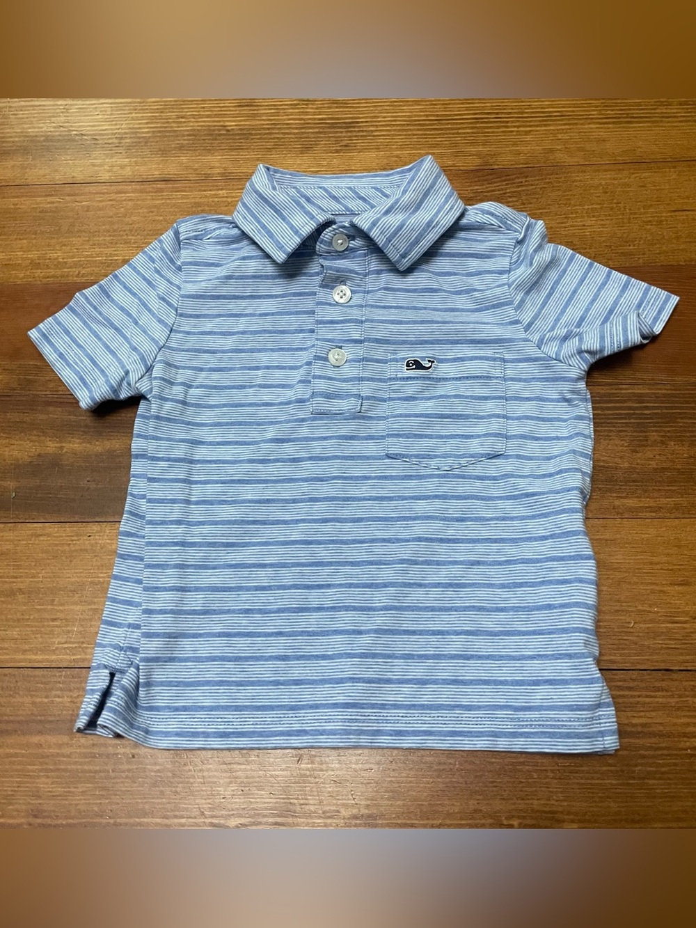 Vineyard Vines Light Blue & White Striped Edgartown Polo Shirt Size 2T